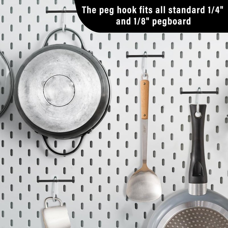 AccEncyc Black Peg Locks Plastic Pegboard Hook Locks Pegboard Display Hook Organizer Fixer Peg Board Hook Clip Retainers Pegboard Hook Organizer for Standard 1/4" and 1/8" Pegboard (120 Pcs) - Image 5